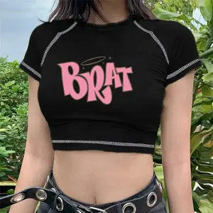 Venta al por mayor casual verano camiseta personalizada 100% algodón cuello alto tanque liso CropTops para mujeres Sexy Bulk Crop Top camisa