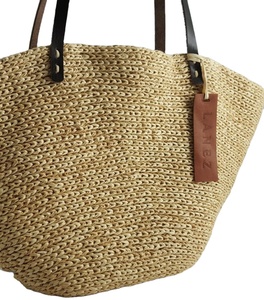 <b>Raffia</b> Leather Handle DIY <b>Tote</b> Handbag Macrame Beach Bags Direct From Indian Supplier - Product Image 1