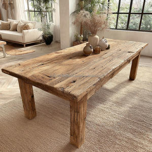 Table à manger en bois massif moderne faite à la main avec des meubles de style farmhouse écologiques pour la décoration de la maison - Product Image 2