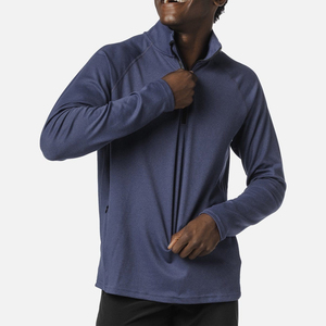Pull-over à fermeture éclair quart pour hommes personnalisé sweat-shirt et sweat à capuche polaire logo brodé demi-fermeture éclair haut sweats pour hommes - Product Image 2