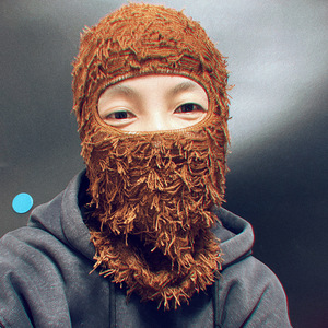 Cheapest INS Style Wholesale Grassy Balaclava Distressed Balaclava Ski <b>Mask</b> Winter Knit Ski <b>Mask</b> DDP Shipping - Product Image 5