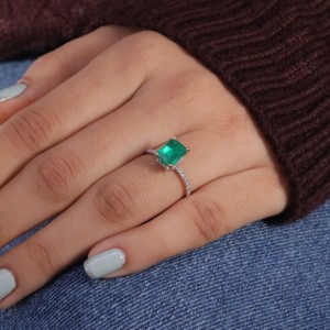 Bijoux de mode 2ct 6x8mm 925 Sterling Silver 14k 18k Solid Gold Moissanite Emerald Cut Diamond Ring - Product Image 4