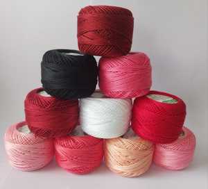 ชุดลูกถักผ้าฝ้ายปักลายมุกเงาสองชั้นแบบพรีเมี่ยมชุดถัก10ชิ้นขนาด8สำหรับงานตัดเย็บงานฝีมือถัก - Product Image 1