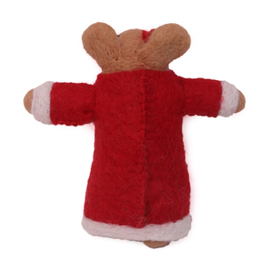 Figura de Ratón Navideño Hecha a Mano con Fieltro de Aguja, Animal de Lana con Bufanda a Cuadros, Decoración Festiva - Product Image 2