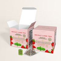 Té Adelgazante Natural de Etiqueta Privada OEM, Mezcla de Fresa, Senna y Menta, Té Detox de 14 Días, 14 Bolsitas Piramidales
