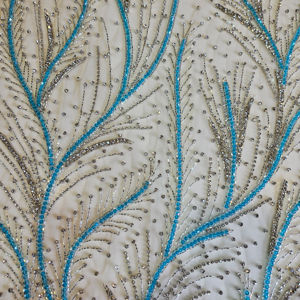 Perlé 3D personnalisé brodé Net tissu tissé technique pour robes de mariée - Product Image 1