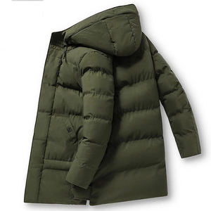Good Quality <b>Waterproof</b> Warm Winter Fashionable Men Puffer Jacket Olive Green Color Slim Fit Plain Blank <b>Long</b> Hooded <b>Coat</b> Two - Product Image 3