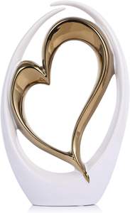 Sculpture en forme de cœur en aluminium moderne de haute qualité Base en bois Fabricant de décoration en gros pour la maison Exportateur - Product Image 2