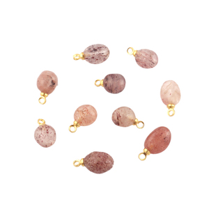 Fast Shipping Natural Tumble Cherry Quartz <b>Pendant</b> Earring Connector Brass Gold Plated Dainty Top Drilled Diy Finding Connectors - Product Image 2