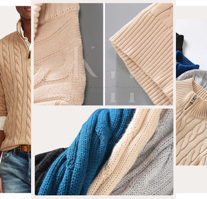 เสื้อสเวตเตอร์ถักของผู้ชายแบบพรีเมียมเสื้อสวมหัวแขนยาวสำหรับสวมใส่สบายๆหรือใส่ทำงานทุกวันสเวตเตอร์ถักมีสไตล์ของผู้ชาย - Product Image 6