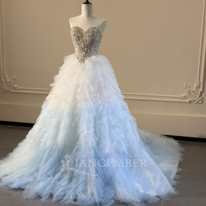 Robe de bal élégante Jancember XS291, style princesse, avec décolleté cœur, ornée de strass, à volants, pour soirée formelle - Product Image 2