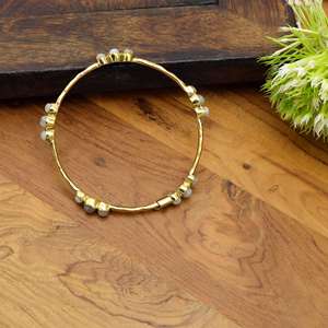 Bracelet traditionnel indien en laiton avec pierres précieuses, bracelet fin bohème en pierre de lune, bijoux pour femmes. - Product Image 4