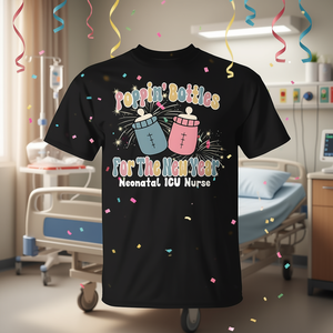 Camiseta Poppin Bottles For The New Year para enfermera del servicio de cuidados intensivos neonatales - Product Image 3