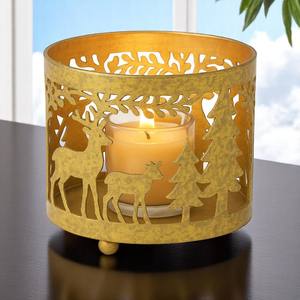 Bougeoir votif découpé au laser en métal feuille d'or fabriqué à la main pour les décorations de maison et d'événement de Pâques et la décoration de Noël - Product Image 3