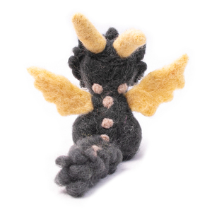 Figurine de dragon en laine faite à la main avec des ailes jaunes et des cornes de couleur grise, jouet éducatif pour enfants, unisexe, de 3 à 6 ans - Product Image 3