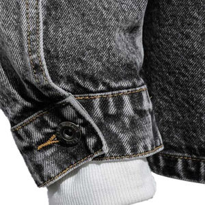 Vente flash : Veste en jean noire surdimensionnée à épaules tombantes avec poche à rabat pour hommes, taille plus, avec votre nom de marque - Product Image 3