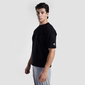 T-shirt de sport GA Prime 100% coton respirant en jersey noir uni 200 grammes pour l'entraînement, sérigraphie - Product Image 3