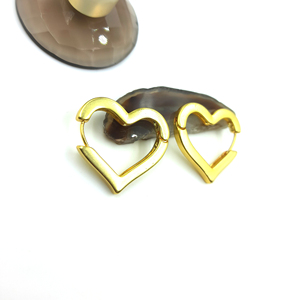 Pendientes de Aro con Forma de Corazón Chapados en Oro de 18k al por Mayor, Diseño Moderno - Product Image 2