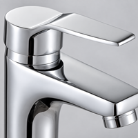 Robinet de lavabo de salle de bain WYRAX en alliage de zinc et céramique, monotrou, monocommande, à débit contrôlé, à poser sur le comptoir, poli, pour la vente en gros