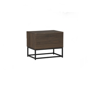 Functional 2-Drawer Metal Frame CAPRI Side <b>Table</b> for Modern Apartment Storage and Wide <b>Walnut</b> Colour Nightstand for Bedroom - Product Image 4