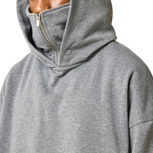 เสื้อกันหนาวหน้ากากสวมหัวขนาดใหญ่แบบมีฮู้ดเสื้อสเวตเตอร์มีซิปรูดไหล่มีลายปักตามสั่งแนวสตรีท - Product Image 3