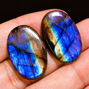 Paire de pierres précieuses en vrac Labradorite naturelle Cabochon pierres précieuses en vrac tout mélange forme et taille utilisation de pierres précieuses naturelles pour la fabrication de bijoux - Product Image 3