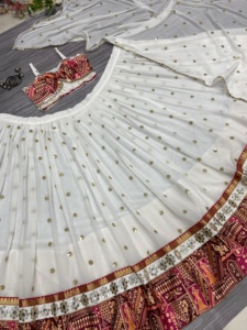 Latest Designer Navratri Lehenga Choli with Heavy Sequins and Digital Print Faux <b>Fur</b> Material Party Wear for Winter and Summer - Product Image 3