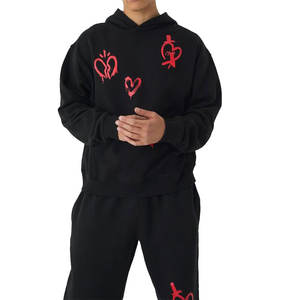 Ensemble de survêtements d'hiver personnalisés en molleton bouclette de coton, 2 pièces, coupe oversize unisexe, pantalon de survêtement et sweat à capuche coupe classique - Product Image 1