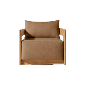 Sillón contemporáneo de madera para sala de estar al aire libre con marco minimalista y cojines de felpa - Product Image 1