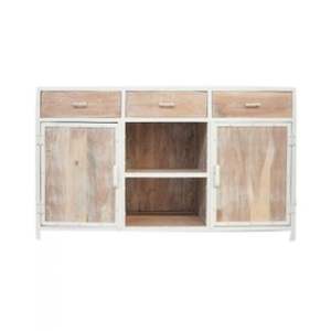 Aparador francés de lujo antiguo de 150cm, armario de madera de lavado blanco Industrial moderno extensible para dormitorio, Hotel, hogar, sala de estar - Product Image 1