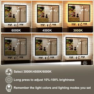 Espejo de baño rectangular LED minimalista moderno con iluminación de borde 1 año de garantía para hoteles - Product Image 4