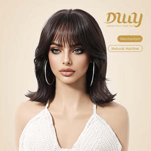 Suki-DWY 12-Inch MiraScalp Synthetic Wig Heat Resistant High-Temperature Fiber Glueless <b>Cap</b> Small Size Natural Body <b>Wave</b> Bangs - Product Image 1
