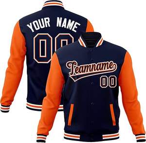 Chaqueta de hombre personalizada con logotipo de estilo callejero de talla grande, diseño universitario, chaqueta de cuero Letterman Varsity bordada con Flash - Product Image 1