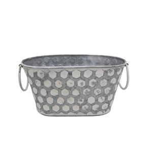 Best Choice Metal Oval Tub Planter Oxodise With White Antique <b>Small</b> <b>Pot</b> for Home & Garden Decoration Indoor & Outdoor - Product Image 4