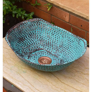 Lavabo martillado a mano con Pátina verde, superventas - Product Image 2