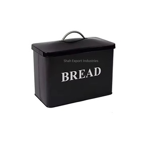 Kitchenware Metal Box Creamer <b>Pot</b> Cookies and Bread Box Bin Handmade Deep Bread Bin <b>With</b> <b>Lid</b> in Black Finished - Product Image 1