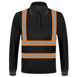 Chemise de travail de sécurité à manches longues noire et orange réfléchissante pour la construction et la mode - Product Image 1