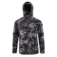 Veste softshell à capuche pour homme, imprimé camouflage, fermeture éclair intégrale, imperméable, coupe-vent, polyester, pour la chasse en hiver, vêtements d'extérieur