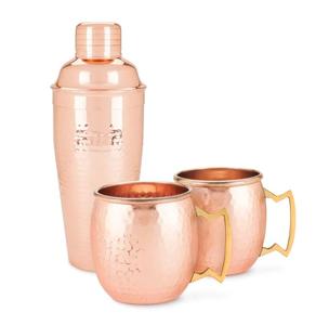 Precio a granel de lujo Metal martillado Moscow Mule Mug con coctelera Juego de 3 - Product Image 3