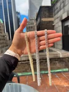 Chaîne à maillons cubains en diamant Mossanite de forme ronde glacée avec des chaînes cubaines Hip Hop en argent pour hommes Chaînes de marque d'Inde - Product Image 2