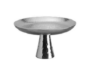 Supports de gâteau gris de piédestal de forme ronde vintage antique de style ferme en métal galvanisé artisanal - Product Image 1