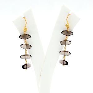 เครื่องประดับควอทซ์ทรงรีสีควันทำด้วยมือ | ชุบทอง18K โลหะผสมทองแดงอัลลอยด์สำหรับงานแต่งงานดีไซน์ทันสมัย | ผู้ผลิต - Product Image 4