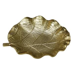 Plateau décoratif doré à motif traditionnel en aluminium Nouveauté Design en forme de feuille Centre de table pour la décoration intérieure - Product Image 1