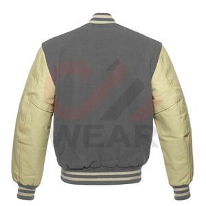 แจ็กเก็ตเบสบอลผ้าสักหลาดอ่อนปักลายโลโก้งานตามสั่งผ้าซาตินสไตล์วินเทจสำหรับผู้ชายผ้าใบฤดูหนาว - Product Image 4