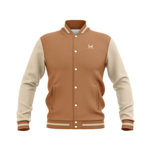 Custom Personalized Eco Friendly Windproof Breathable Loose Streetwear O Neck Solid Patchwork Unisex Varsity Bomber Jacket - Product Image 4