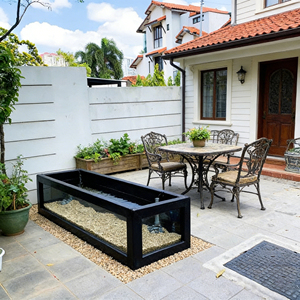 Bassin à poissons en fibre de verre renforcée sur mesure, grand format, pour extérieur, avec fenêtre. - Product Image 4