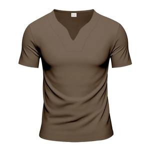 T-shirt en coton pur, fil épais, col rond, manches courtes, trois aiguilles, demi-manches, t-shirts pour hommes - Product Image 2