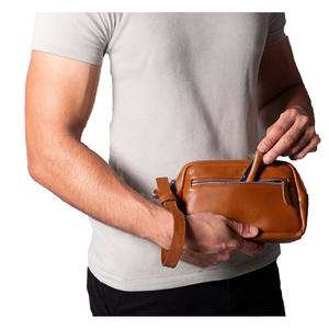 Trousse de toilette de luxe vintage en cuir premium pour homme, grande capacité, double fermeture éclair, durable et pliable - Product Image 2