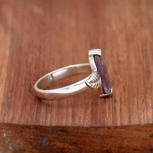 Baguette อเมทิสต์แหวน925เงินสเตอร์ลิงใบไม้เกิดแหวนสวยงาม - Product Image 4