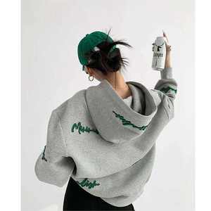 Sudadera de punto con estampado personalizado para mujer, jersey de gran tamaño con estampado de letras bordadas, sudadera con mangas raglán perezosa informal, 2025 - Product Image 2